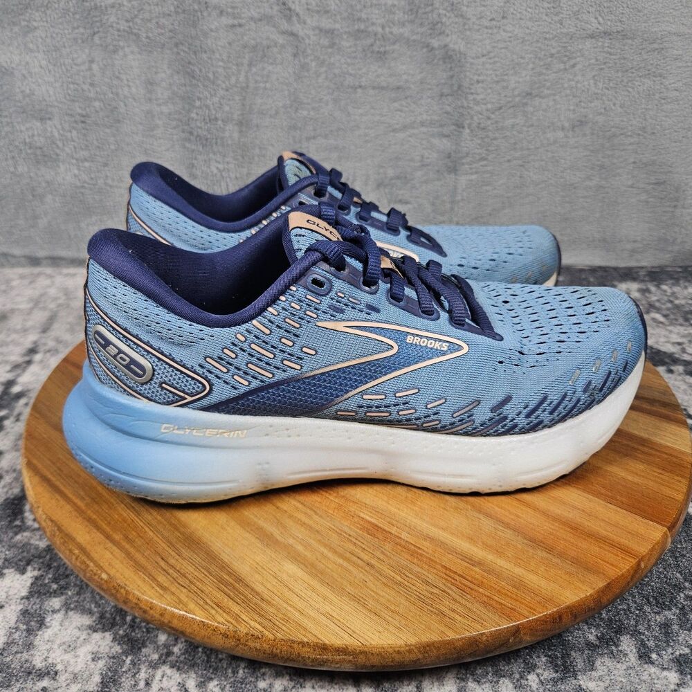 Brooks Glycerin 20 Shoes Womens Size 7.5 B Blue White Athletic Running Sneakers